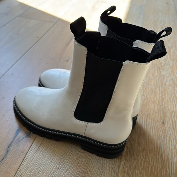 Aster Chelsea Lug Sole Boots White Black Leather Size 8 - Picture 8 of 9